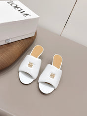 LOEWE 26S MULE HEELS 45MM IN WHITE LAMBSKIN GOLD HARDWARE