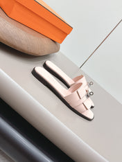 HM 26S GIULIA SANDAL IN LIGHT PINK CALFSKIN SILVER HARDWARE
