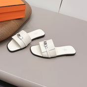 HM 26S GIULIA SANDAL IN IVORY WHITE CALFSKIN SILVER HARDWARE