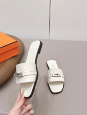 HM 26S GIULIA SANDAL IN IVORY WHITE CALFSKIN SILVER HARDWARE