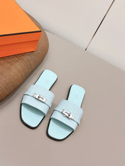 HM 26S GIULIA SANDAL IN ICE BLUE EPSOM CALFSKIN SILVER HARDWARE