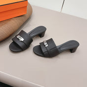 HM 26S KELLY HEEL SANDAL 50MM IN BLACK EPSOM CALFSKIN SILVER HARDWARE