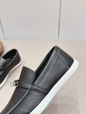 HM 26S KELLY PARIS LOAFERS IN BLACK CALFSKIN SILVER HARDWARE