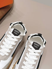 HM 26S BOUNCING SNEAKERS IN WHITE CALFSKIN AND LIGHT GREY BLACK SUEDE
