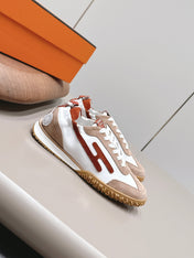 HM 26S BOUNCING SNEAKERS IN WHITE CALFSKIN AND BROWN SUEDE