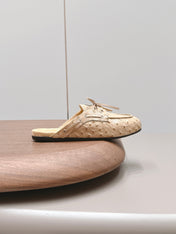 MIUMIU 26S LOAFER MULES IN BEIGE CALFSKIN