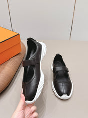 HM 26S KICHU BALLET FLAT IN BLACK CALFSKIN