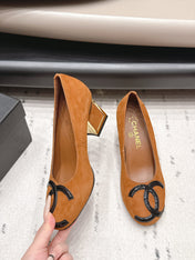 CHANEL 26S HIGH HEEL PUMPS 80 MM IN BROWN SUEDE