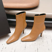 YSL 26S ANKLE BOOTS 80 MM IN BROWN CALFSKIN