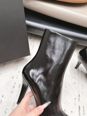YSL 26S ANKLE BOOTS 80 MM IN BLACK GLOSSY CALFSKIN