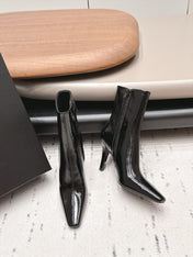 YSL 26S ANKLE BOOTS 80 MM IN BLACK GLOSSY CALFSKIN