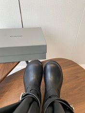 BALEN HIGH BUCKLE BOOTS IN BLACK CALFSKIN
