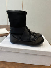 DIOR 25S STRETCH BALLET BOOTS IN BLACK FULL SATIN