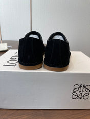 LOEWE 26S FOLIO DERBY SHOES IN BLACK SUEDE
