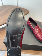 YSL 26S LOAFER IN DARK RED CALFSKIN