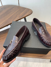 YSL 26S LOAFER IN DARK RED BROWN CALFSKIN