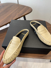 YSL 26S LOAFER MULES IN BEIGE CALFSKIN