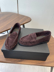 YSL 26S LOAFER IN DARK PLUM BROWN SUEDE
