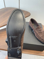 YSL 26S LOAFER IN EARTH BROWN SUEDE