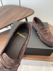 YSL 26S LOAFER IN EARTH BROWN SUEDE