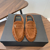 YSL 26S LOAFER MULES IN BURNT ORANGE BROWN SUEDE