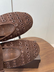 ALAIA 26S MARY JANE FLATS IN DARK BROWN SUEDE STYLE 1