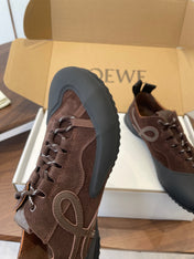 LOEWE 26S FLOW RUNNER SNEAKER 20MM IN DARK BROWN SUEDE