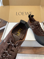 LOEWE 26S FLOW RUNNER SNEAKER 20MM IN DARK BROWN SUEDE