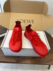 LOEWE 26S FLOW RUNNER SNEAKER 20MM IN DARK RED SUEDE