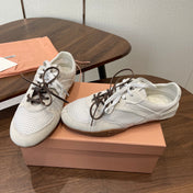 MIUMIU 26S SNEAKERS IN WHITE MESH AND SUEDE