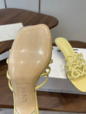 LOEWE 26S HIGH HEEL SANDALS IN BUTTER YELLOW CALFSKIN