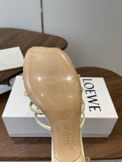 LOEWE 26S HIGH HEEL SANDALS IN LIGHT YELLOW CALFSKIN