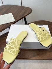 LOEWE 26S FLAT SANDALS IN BUTTER YELLOW CALFSKIN