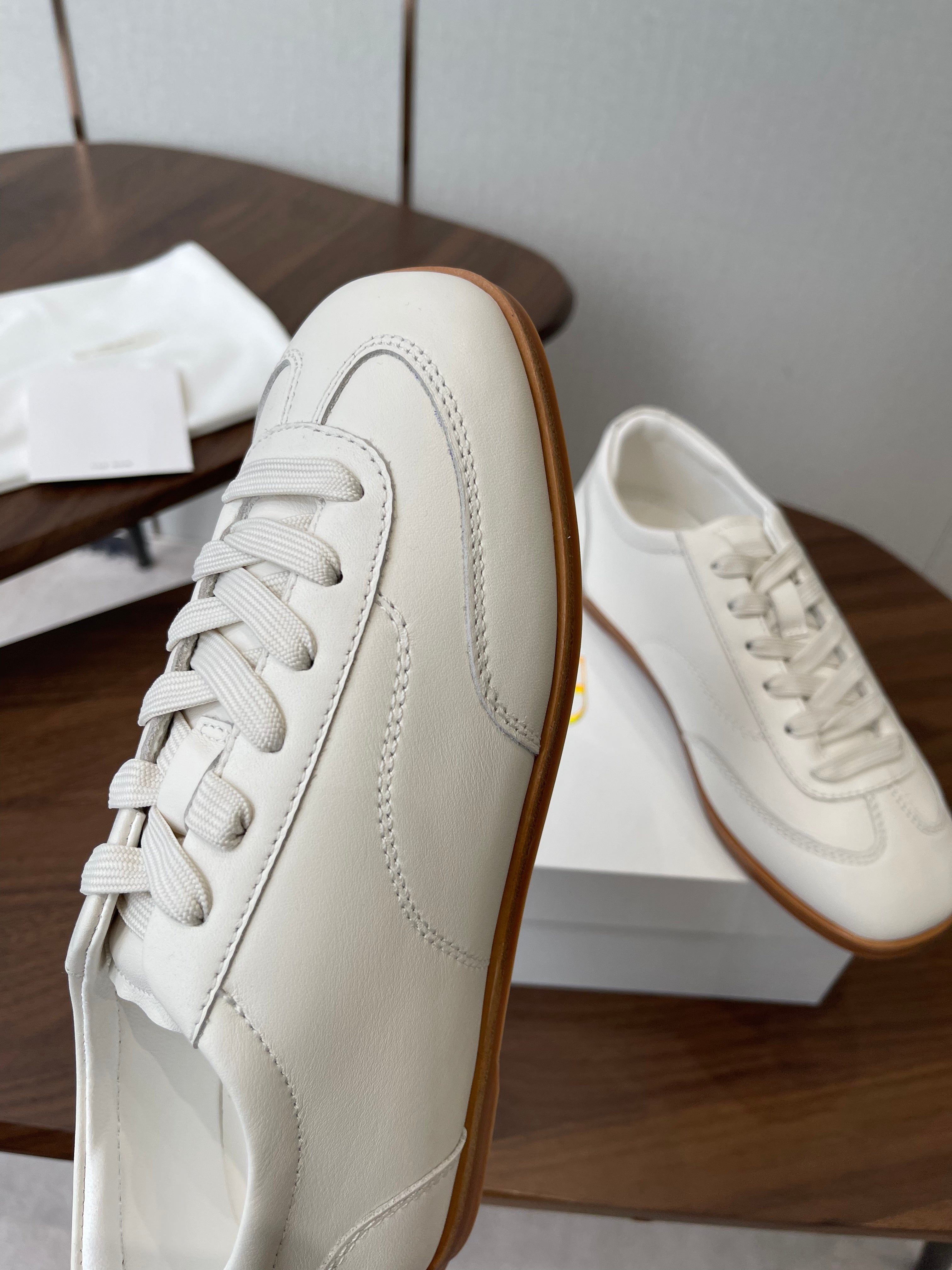 THE ROW 26S SNEAKERS IN WHITE CALFSKIN
