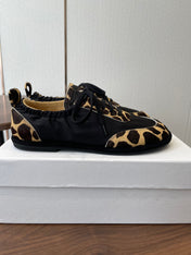 THE ROW 26S SNEAKERS IN LEOPARD PONY HAIR AND BLACK FABRIC