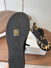 THE ROW 26S SNEAKERS IN LEOPARD PONY HAIR AND BLACK FABRIC