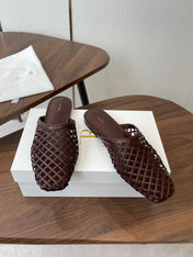 THE ROW 26S MULE SANDALS IN DARK BROWN CALFSKIN