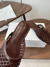 THE ROW 26S MULE SANDALS IN DARK BROWN CALFSKIN