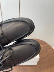 THE ROW 26S LOAFERS IN BLACK CALFSKIN