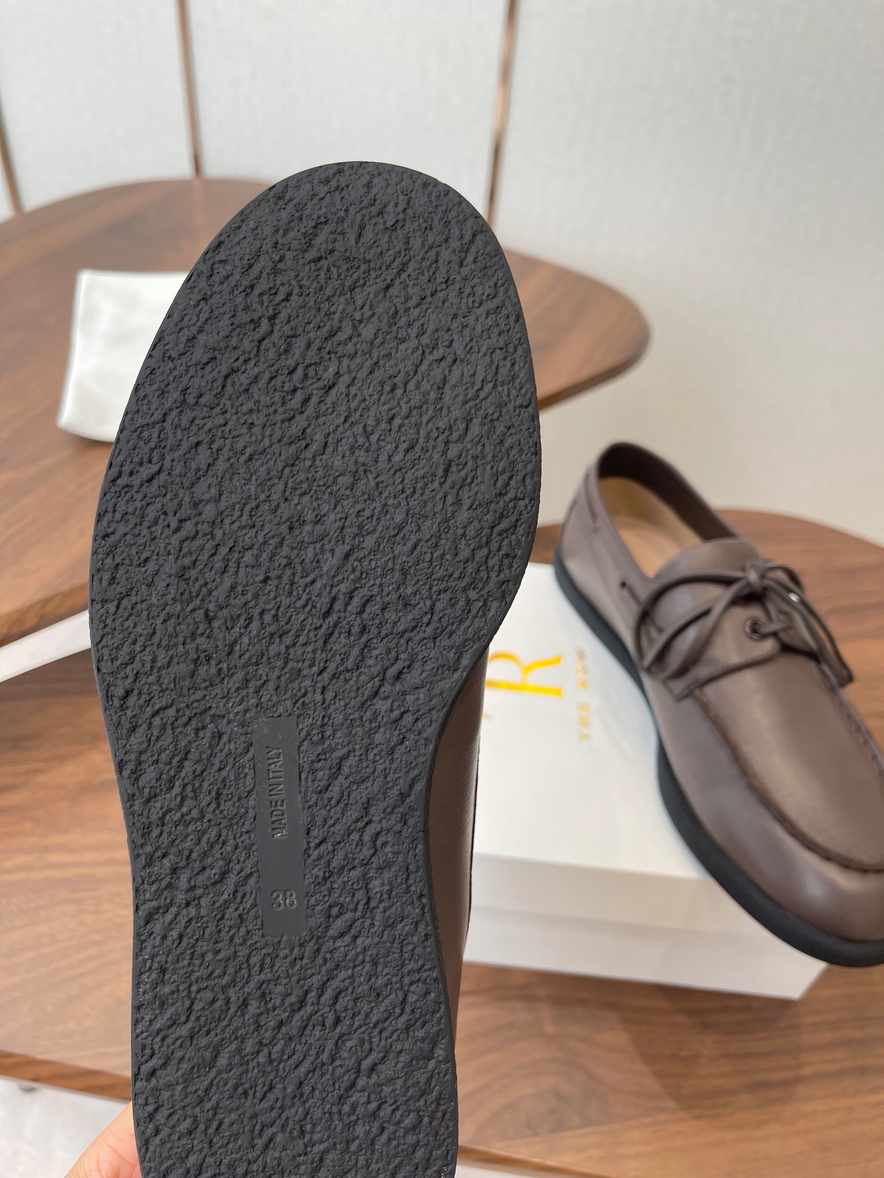 THE ROW 26S LOAFERS IN DARK BROWN CALFSKIN