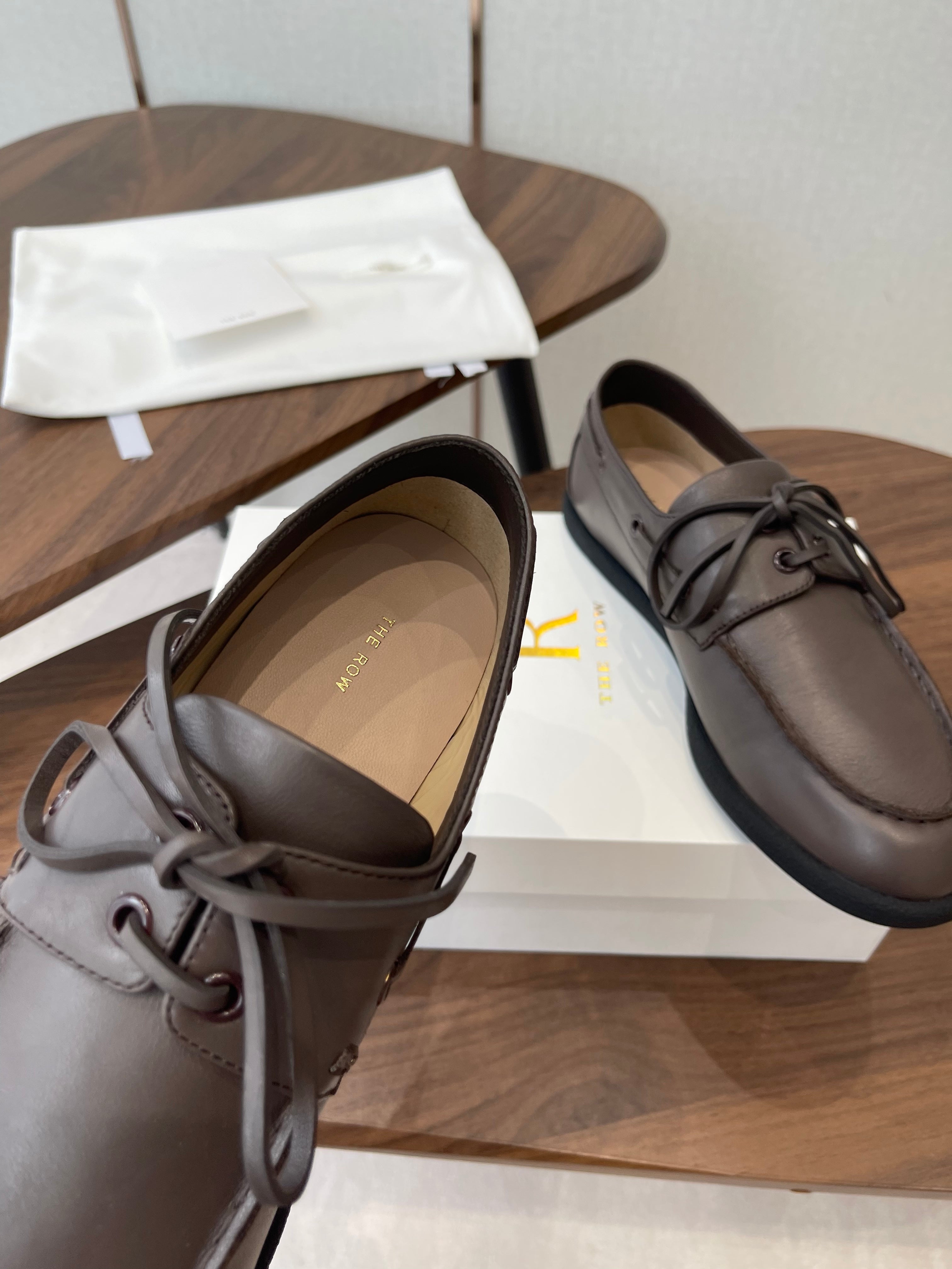 THE ROW 26S LOAFERS IN DARK BROWN CALFSKIN