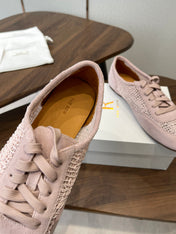 THE ROW 26S LACE UP SNEAKERS IN LIGHT PINK SUEDE