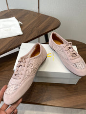 THE ROW 26S LACE UP SNEAKERS IN LIGHT PINK SUEDE