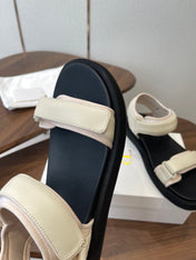 THE ROW 26S DOUBLE STRAP SANDALS IN IVORY WHITE CALFSKIN