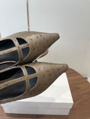 THE ROW 26S POINTED TOE T STRAP PUMPS 35MM IN BROWN CALFSKIN
