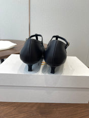 THE ROW 26S POINTED TOE T STRAP PUMPS 35MM IN BLACK CALFSKIN