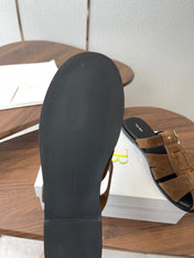 THE ROW 26S GLADIATOR SLIDE SANDALS IN BROWN SUEDE