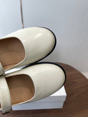 THE ROW 26S MARY JANE FLATS IN WHITE PATENT CALFSKIN