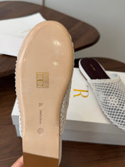 THE ROW 26S MULE FLATS IN WHITE CROCHET MESH