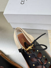 CELINE 25S BILLIE CHUNKY SANDAL IN BLACK CALFSKIN AND TEXTILE
